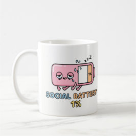 かわいいソーシャルバッテリー1% フルニークな内向型エネルギーのデザイン コーヒーマグカップ