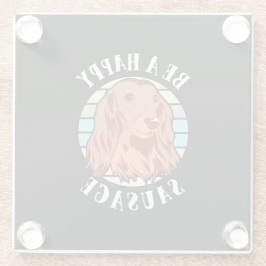 かわいいソーセージの犬である ガラスコースター (裏面)