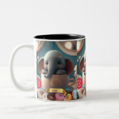 かわいいゾウがカップスウィートトリートメント ツートーンマグカップ (左)
