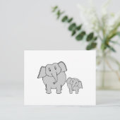 かわいいゾウが2頭。漫画。 ポストカード (スタンド正面)