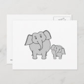 かわいいゾウが2頭。漫画。 ポストカード (正面/裏面)