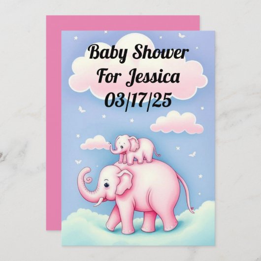 かわいいゾウたち 招待状 (正面/裏面)