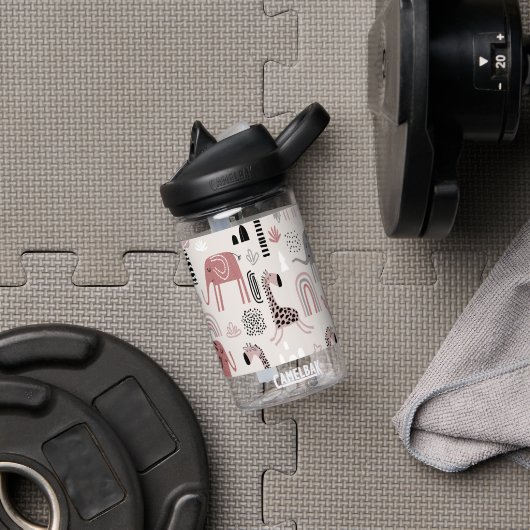 かわいいゾウとキリンの巨人の模様 ウォーターボトル (ジム)