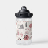 かわいいゾウとキリンの巨人の模様 ウォーターボトル (背面)