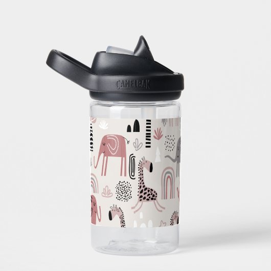 かわいいゾウとキリンの巨人の模様 ウォーターボトル (右面)