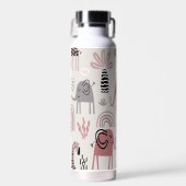 かわいいゾウとキリンの巨人の模様 ウォーターボトル (正面)