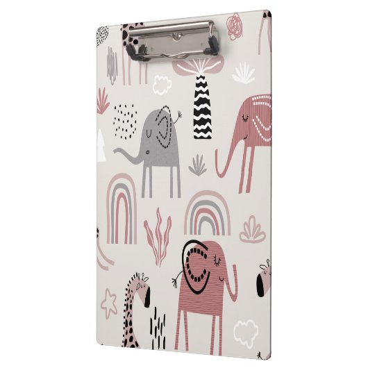 かわいいゾウとキリンの巨人の模様 クリップボード (左)