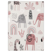 かわいいゾウとキリンの巨人の模様 クリップボード (裏面)