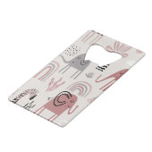 かわいいゾウとキリンの巨人の模様 クレジットカード栓抜き (正面アングル)