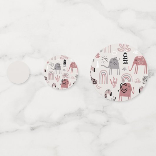 かわいいゾウとキリンの巨人の模様 コンフェッティ (正面)