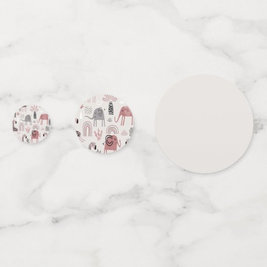 かわいいゾウとキリンの巨人の模様 コンフェッティ (裏面)