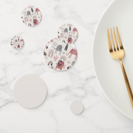 かわいいゾウとキリンの巨人の模様 コンフェッティ (グループ)