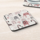 かわいいゾウとキリンの巨人の模様 コースター (左側)