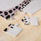 かわいいゾウとキリンの巨人の模様 ジグソーパズル (側面)