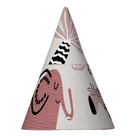 かわいいゾウとキリンの巨人の模様 パーティーハット