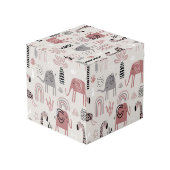 かわいいゾウとキリンの巨人の模様 フォトキューブ (裏面アングル)