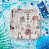 かわいいゾウとキリンの巨人の模様 ペーパープレート (パーティー)