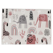 かわいいゾウとキリンの巨人の模様 ラージペーパーバッグ (裏面)
