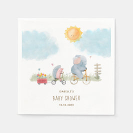 かわいいゾウとハリネズミの赤ちゃんシャワー スタンダードカクテルナプキン