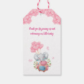 かわいいゾウとピンクバルーンありがとうラベル ギフトタグ (裏面)