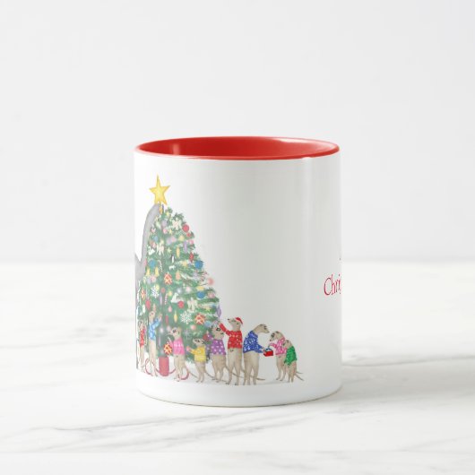 かわいいゾウとメルカッツクリスマスマグカップ マグカップ (中央)