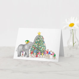 かわいいゾウとメルカットのクリスマスカード カード