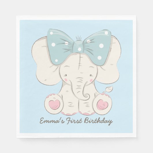 かわいいゾウと弓。 スタンダードランチョンナプキン (正面)