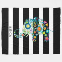 かわいいゾウと白黒のストライプ