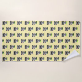 かわいいゾウと花ビーチタオル ビーチタオル