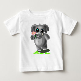 かわいいゾウと花ベビーTシャツ ベビーTシャツ