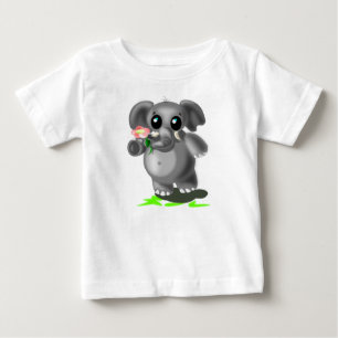 かわいいゾウと花ベビーTシャツ ベビーTシャツ
