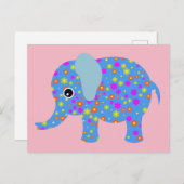 かわいいゾウのアートポストカード ポストカード (正面/裏面)