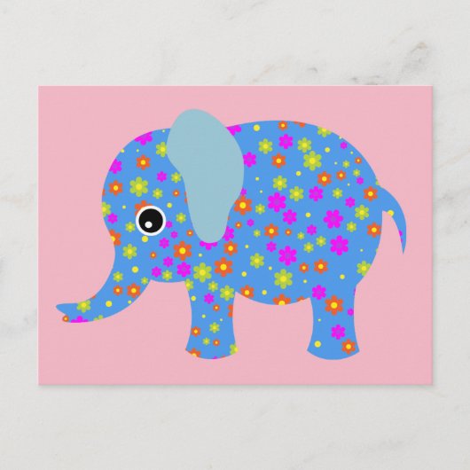 かわいいゾウのアートポストカード ポストカード (正面)