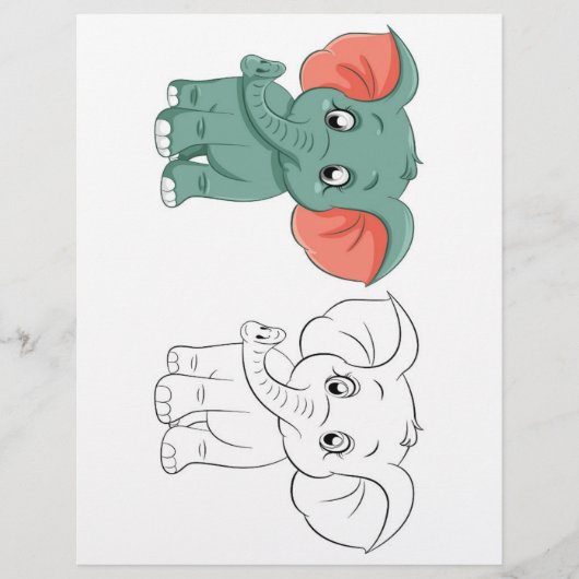 かわいいゾウのカラーリングページ チラシ (正面)