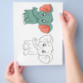 かわいいゾウのカラーリングページ チラシ (手)