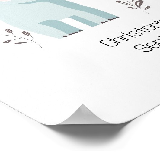 かわいいゾウのキリンの鳥パーソナライズされた子供部屋 ポスター (角)