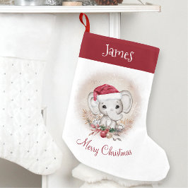 かわいいゾウのクリスマスストッキング名 スモールクリスマスストッキング