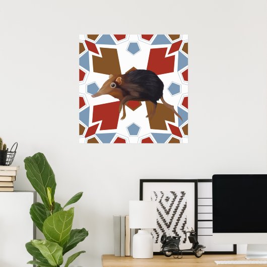 かわいいゾウのシュリーウおもしろいパタカラフルーン ポスター (ホームオフィス)