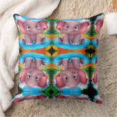 かわいいゾウのデザインのクッション枕 クッション (ブランケット)