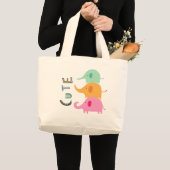 かわいいゾウのトートバッグ ラージトートバッグ (正面(商品))