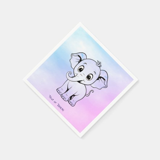かわいいゾウのナプキン スタンダードカクテルナプキン (角)