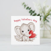 かわいいゾウのバレンタインデーのカード カード (スタンド正面)