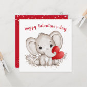 かわいいゾウのバレンタインデーのカード カード (正面/裏面インサイチュ)