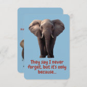 かわいいゾウのバレンタインデーのカード 招待状 (正面/裏面)