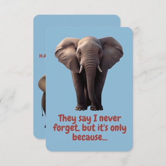 かわいいゾウのバレンタインデーのカード 招待状 (正面/裏面)