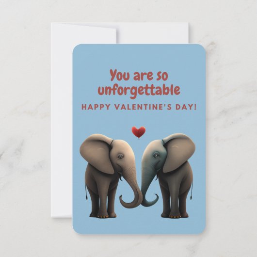 かわいいゾウのバレンタインデーのカード 招待状 (裏面)