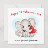 かわいいゾウのバレンタインデー カード (正面)