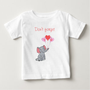 かわいいゾウのバレンタインデー ベビーTシャツ