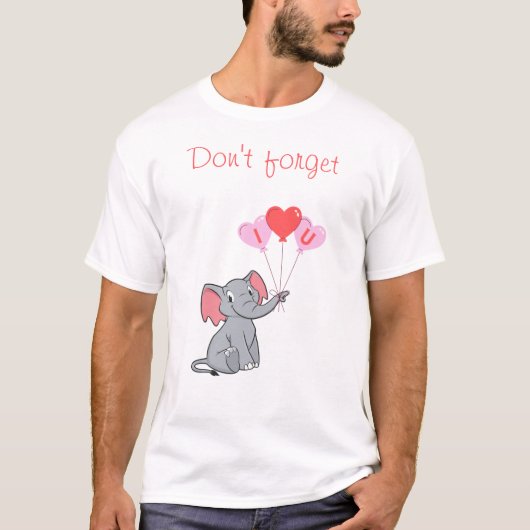 かわいいゾウのバレンタインデー Tシャツ (正面)