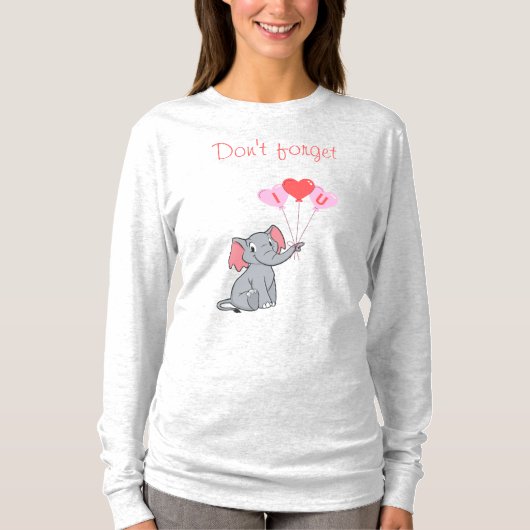 かわいいゾウのバレンタインデー Tシャツ (正面)